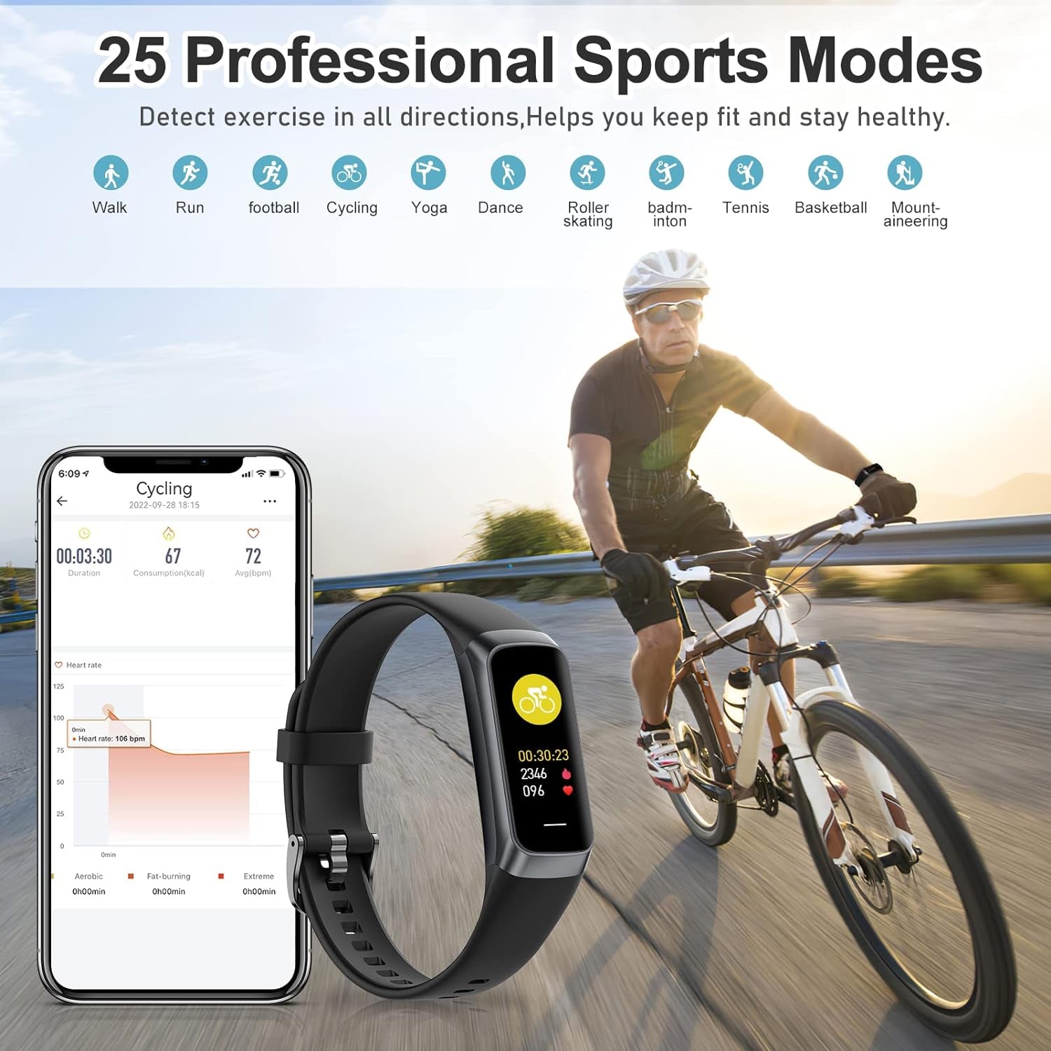 Fitness Tracker with 24/7 Heart Rate, Blood Oxygen Blood Pressure Sleep Monitor, Activity Trackers 5 ATM Waterproof,Step Calorie Counter Pedometer Health Smart Watch for Women Men (Bl)